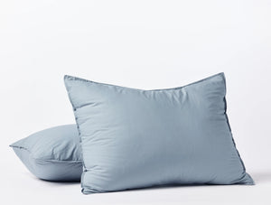 Coyuchi Standard Sham Steel Blue Organic Crinkled Percale Duvet Cover