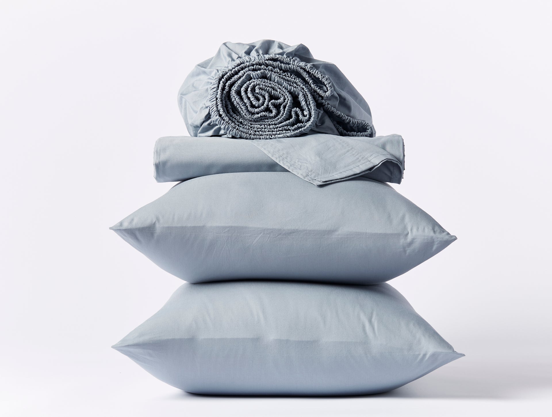Coyuchi Steel Blue Organic Crinkled Percale Sheet Set