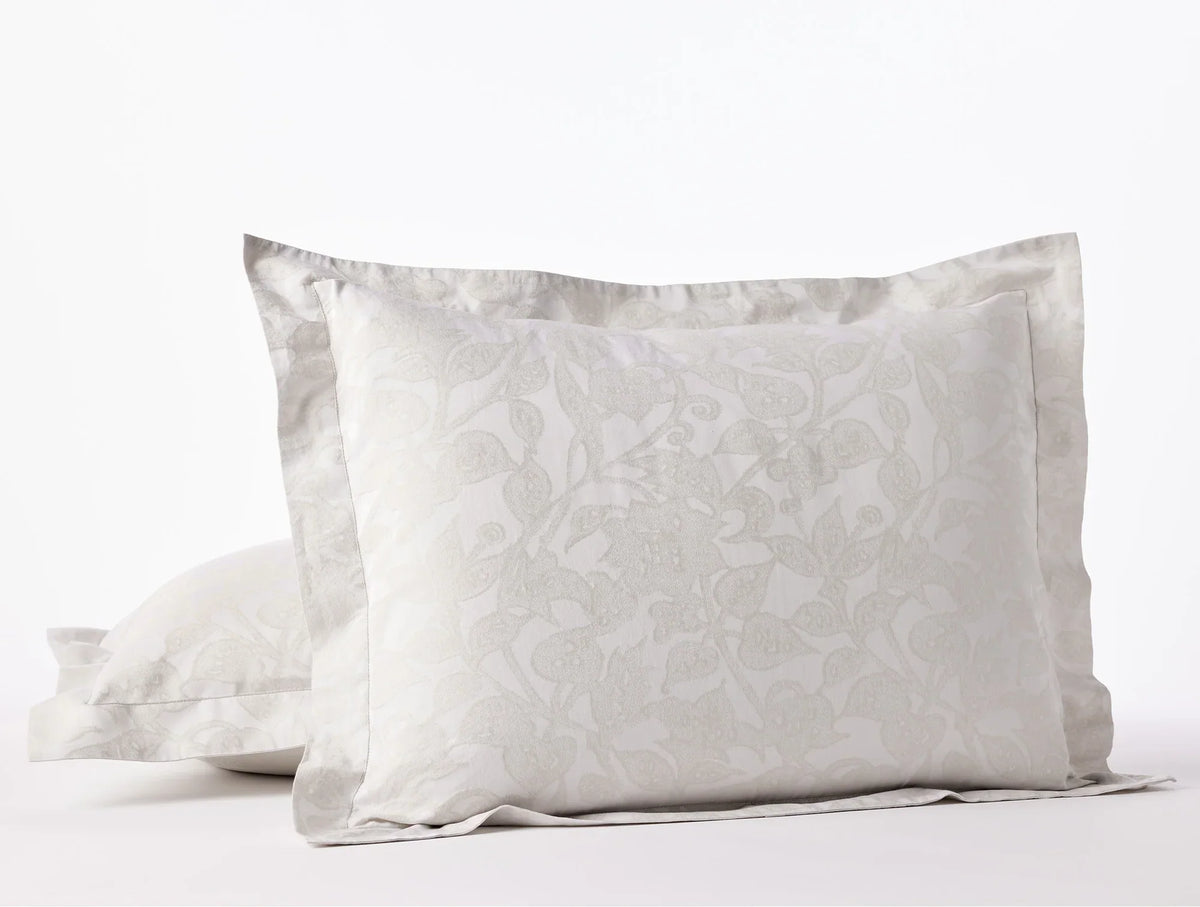 Coyuchi Standard Sham Alpine White w Stone Heritage Organic Percale Jacquard Duvet Cover