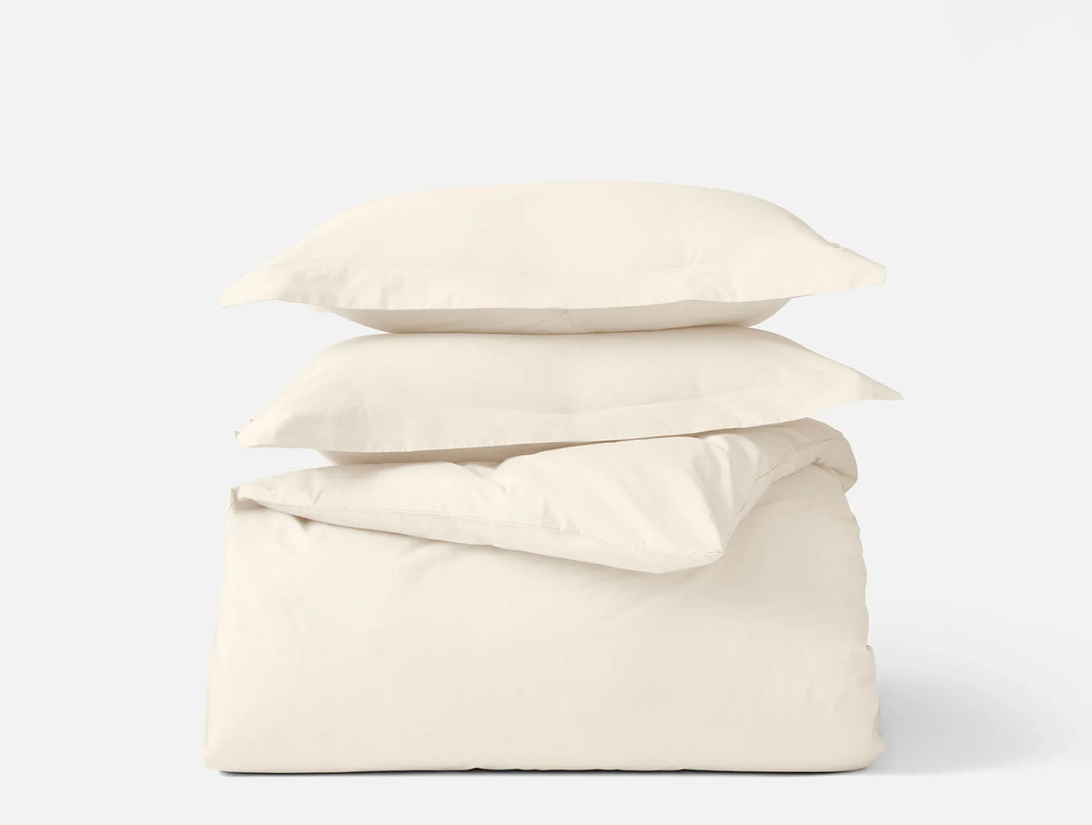 Coyuchi Full Queen Undyed Classic Organic Sateen Duvet Cover Set