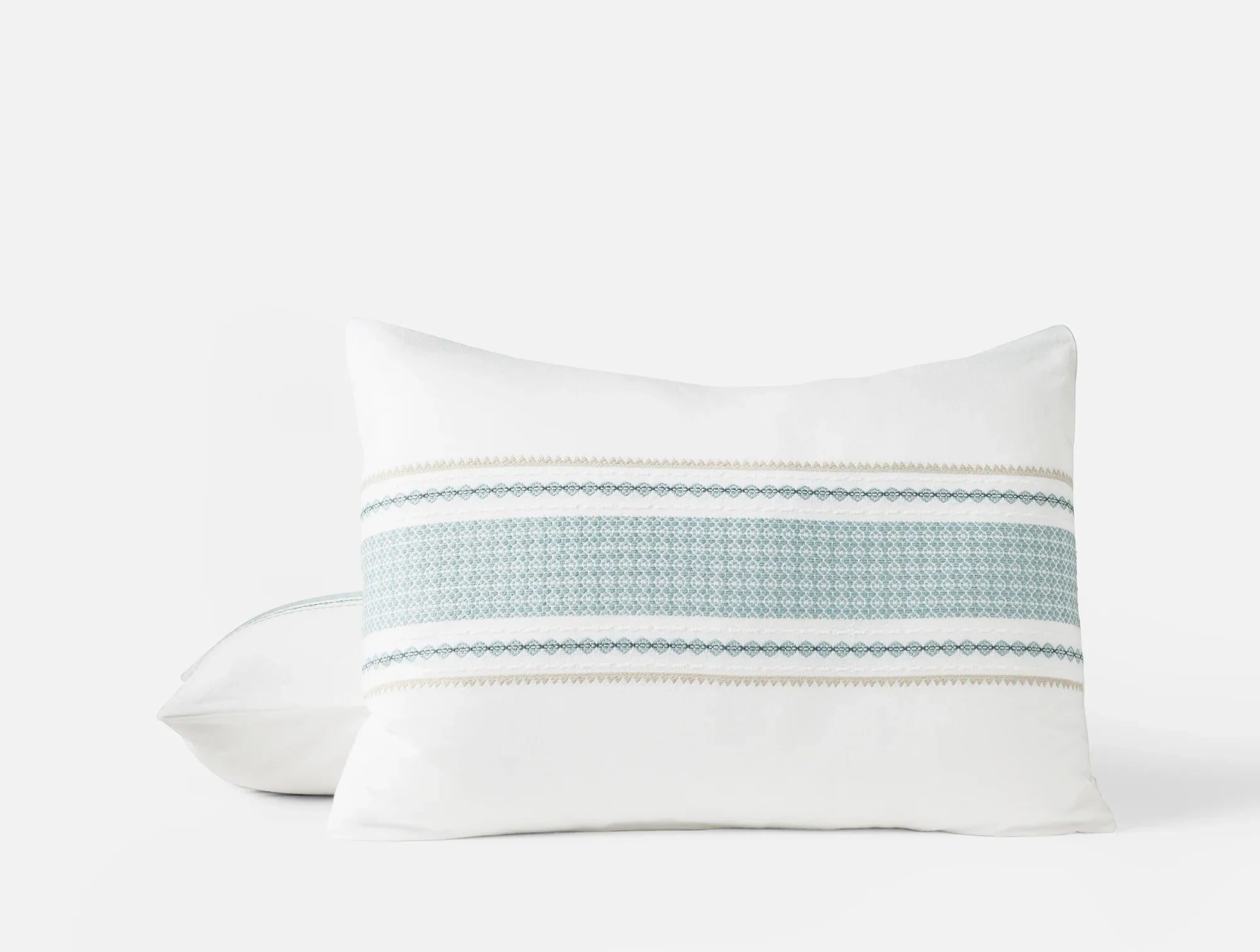 Coyuchi King Sham Alpine White w Tidal Cabrillo Organic Duvet Cover
