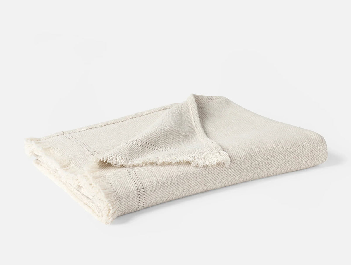 Coyuchi Oyster Herringbone Canyon Organic Throw