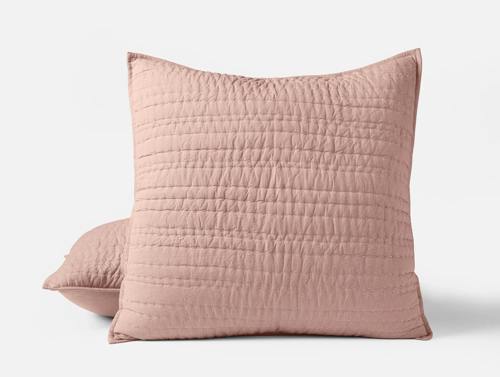 Coyuchi Sham - Euro Praline Chambray Channel Handstitched Organic Quilt