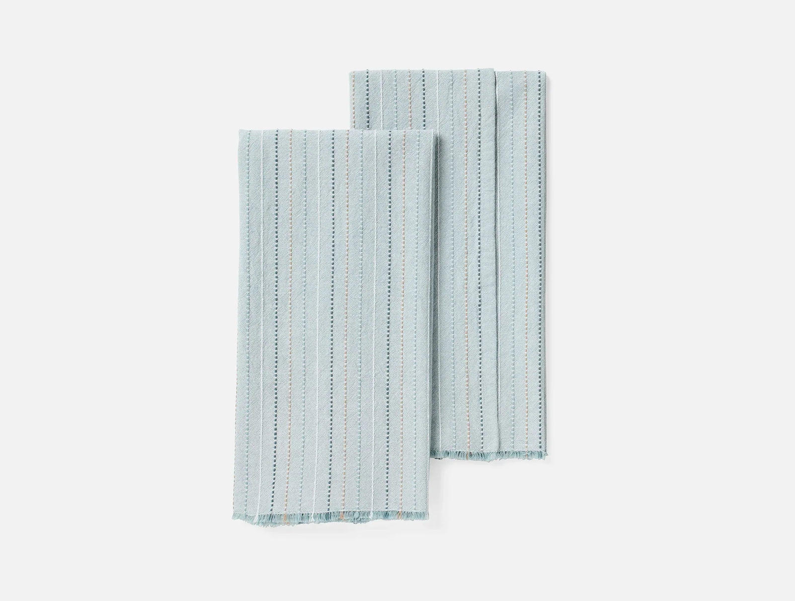 Coyuchi Tidal Chambray Fringe Stripe Organic Hand Towel, Set Of 2