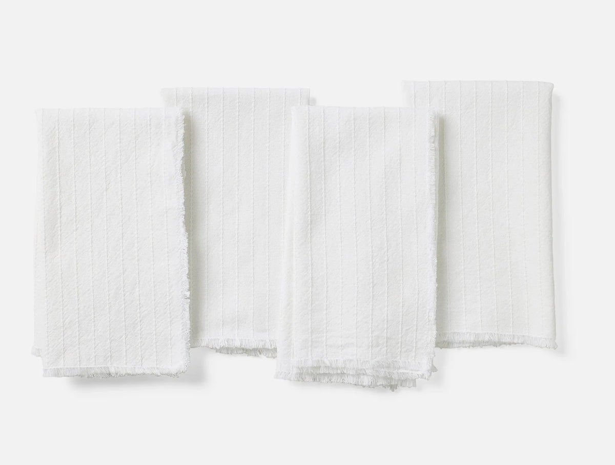 Coyuchi Alpine White Fringe Stripe Organic Hand Towel, Set Of 2