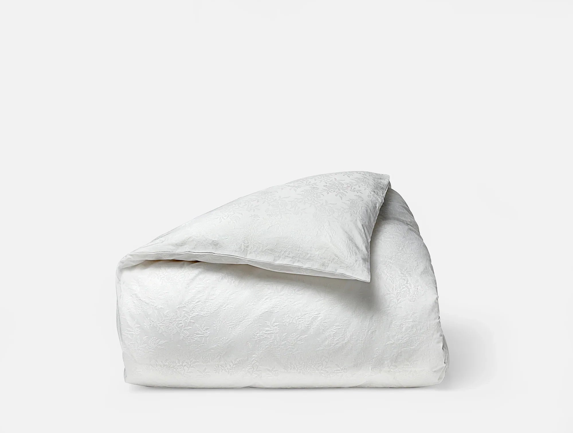 Coyuchi Full Queen Alpine White Heirloom Organic Sateen Jacquard Duvet Cover