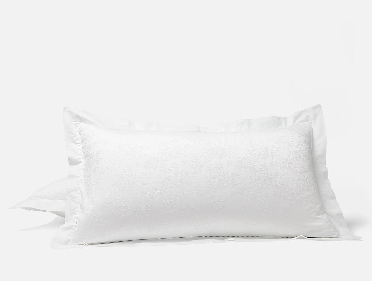 Coyuchi King Sham Alpine White Heirloom Organic Sateen Jacquard Duvet Cover