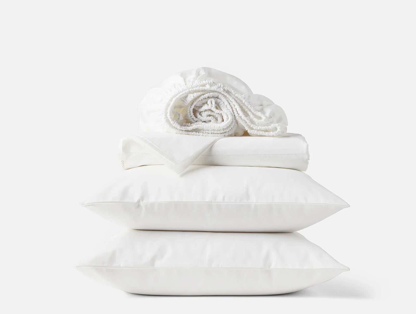 Coyuchi Alpine White Cal King Heirloom Organic Sateen Sheet Set
