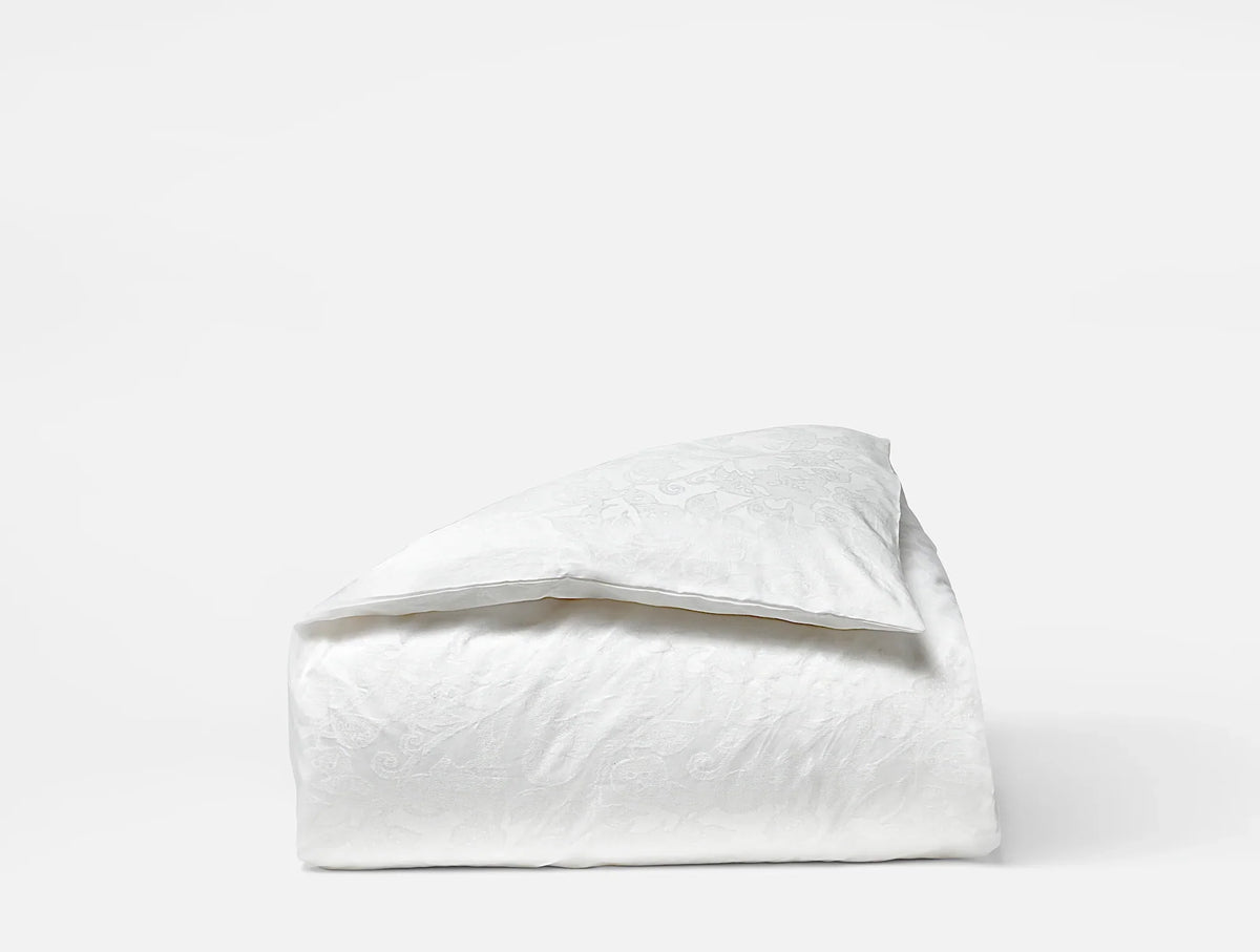 Coyuchi King Cal King Alpine White Heritage Organic Percale Jacquard Duvet Cover