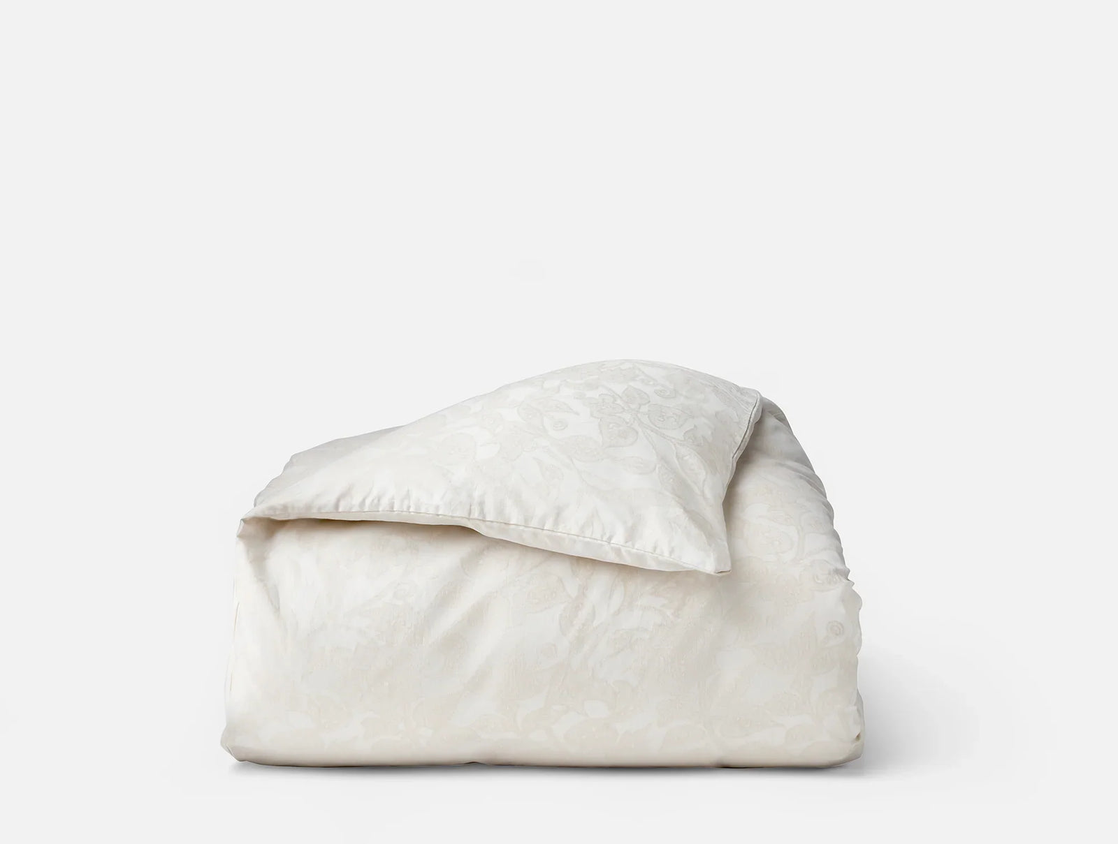 Coyuchi Full Queen Alpine White w Stone Heritage Organic Percale Jacquard Duvet Cover