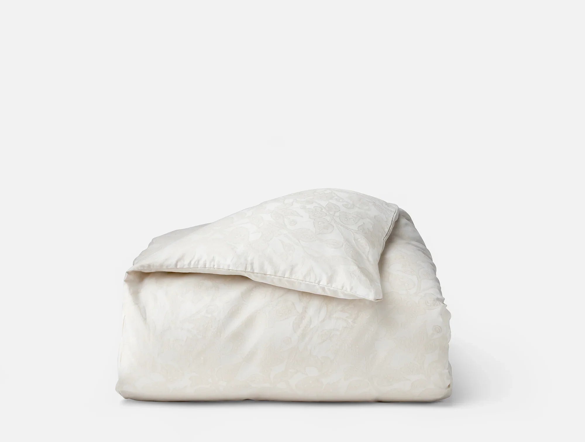Coyuchi Full Queen Alpine White w Stone Heritage Organic Percale Jacquard Duvet Cover