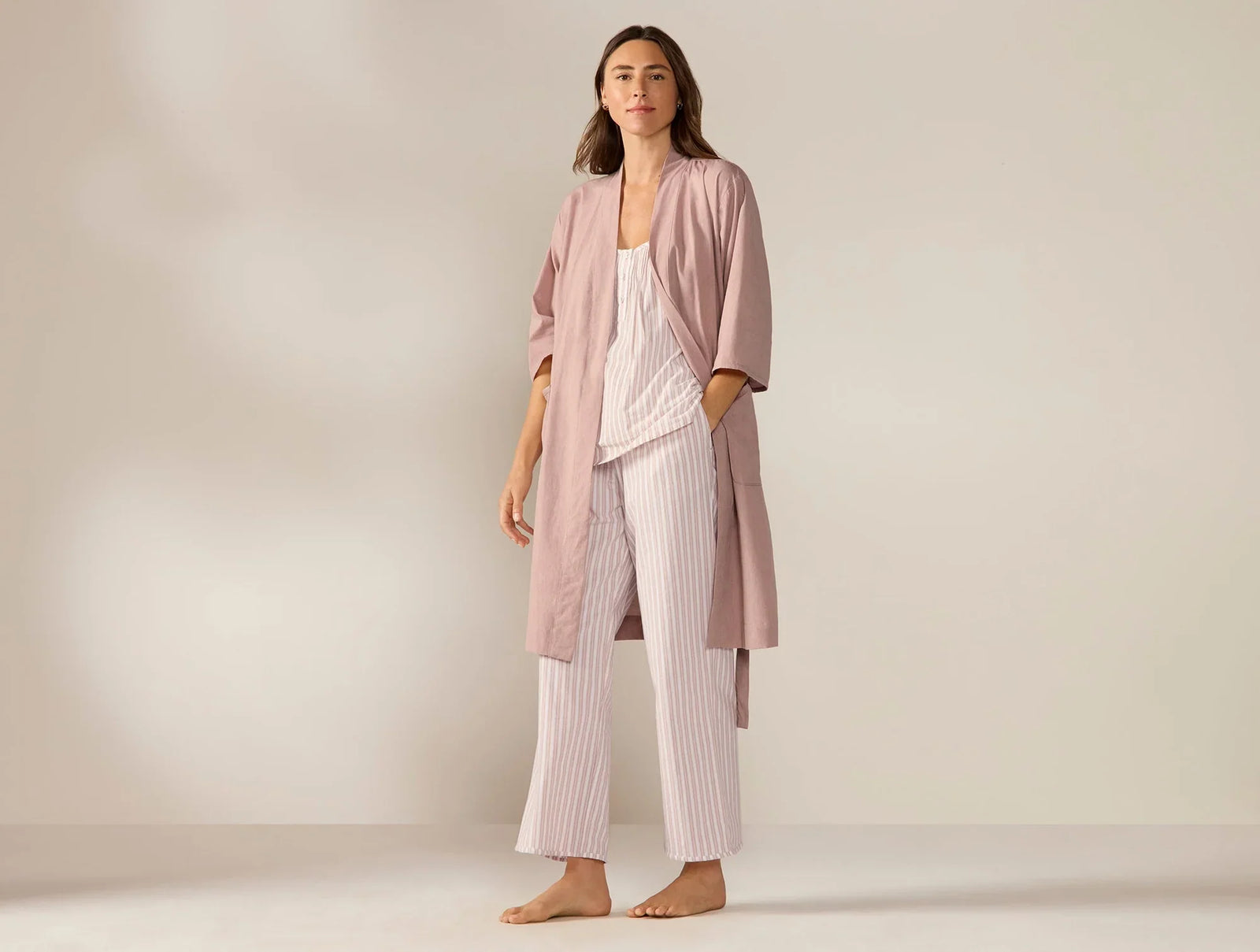 Coyuchi Praline Chambray Large Women's Isla Organic Cotton Robe