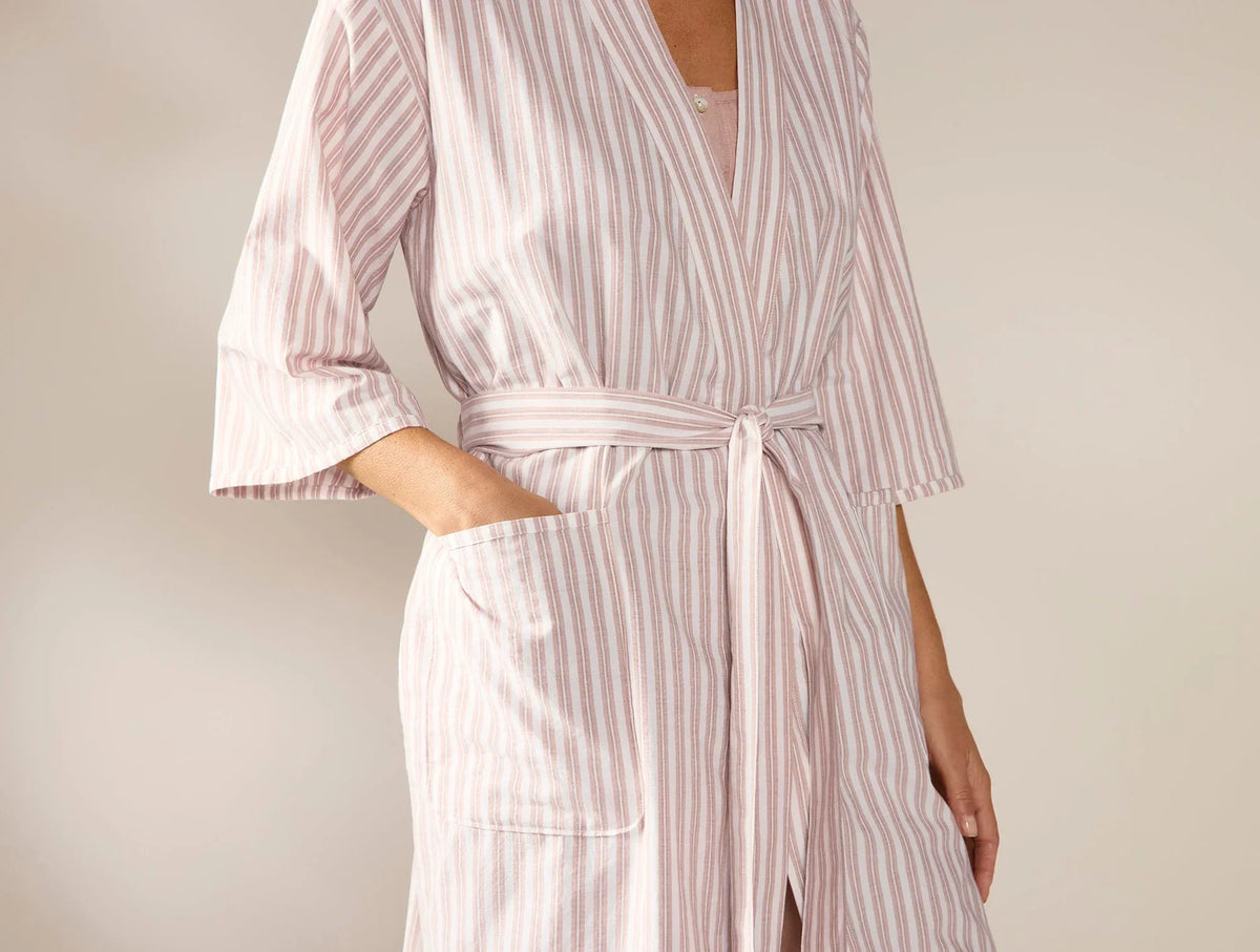 Coyuchi Praline Stripe Large Women's Isla Organic Cotton Robe