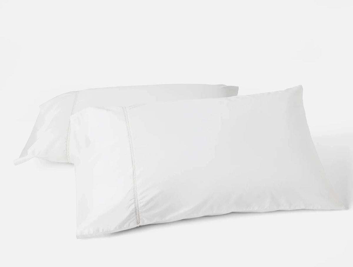 Coyuchi Pillowcase Set - Standard Queen Alpine White Lattice Organic Percale Sheet Set