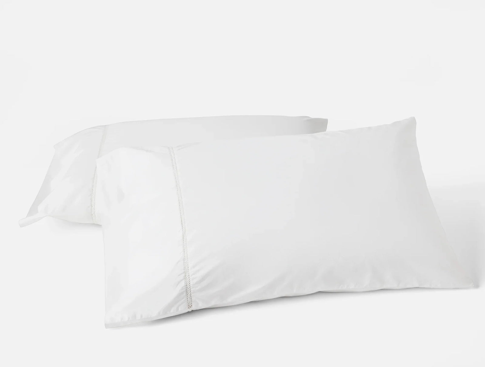 Coyuchi Pillowcase Set - Standard Queen Alpine White Lattice Organic Percale Sheet Set