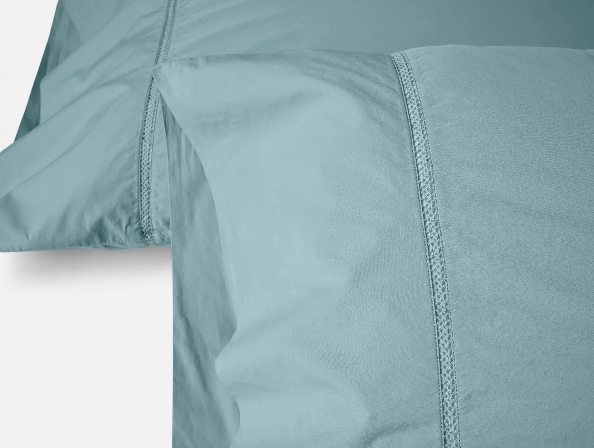Coyuchi Twin Pacific Blue Lattice Organic Percale Sheet Set