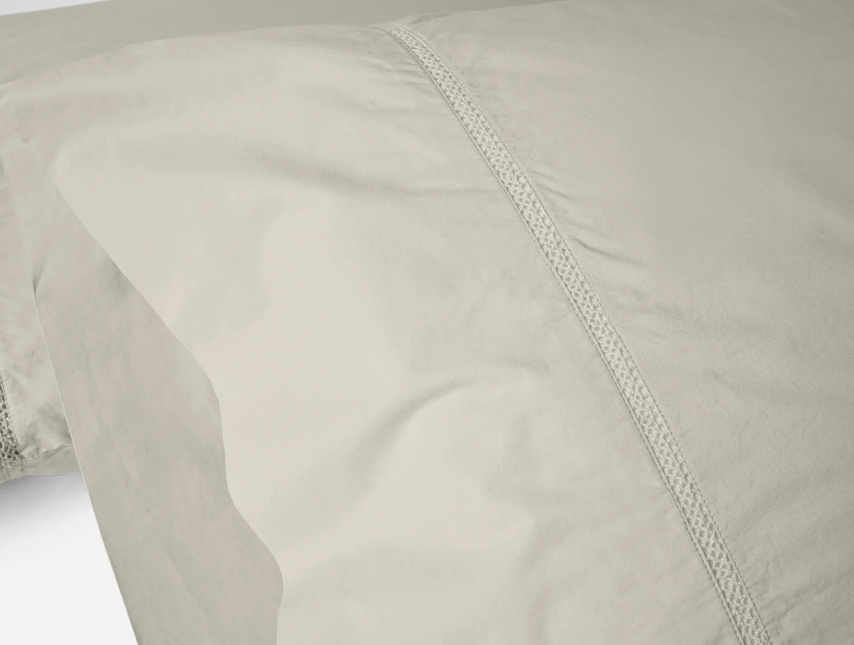 Coyuchi Twin Stone Lattice Organic Percale Sheet Set