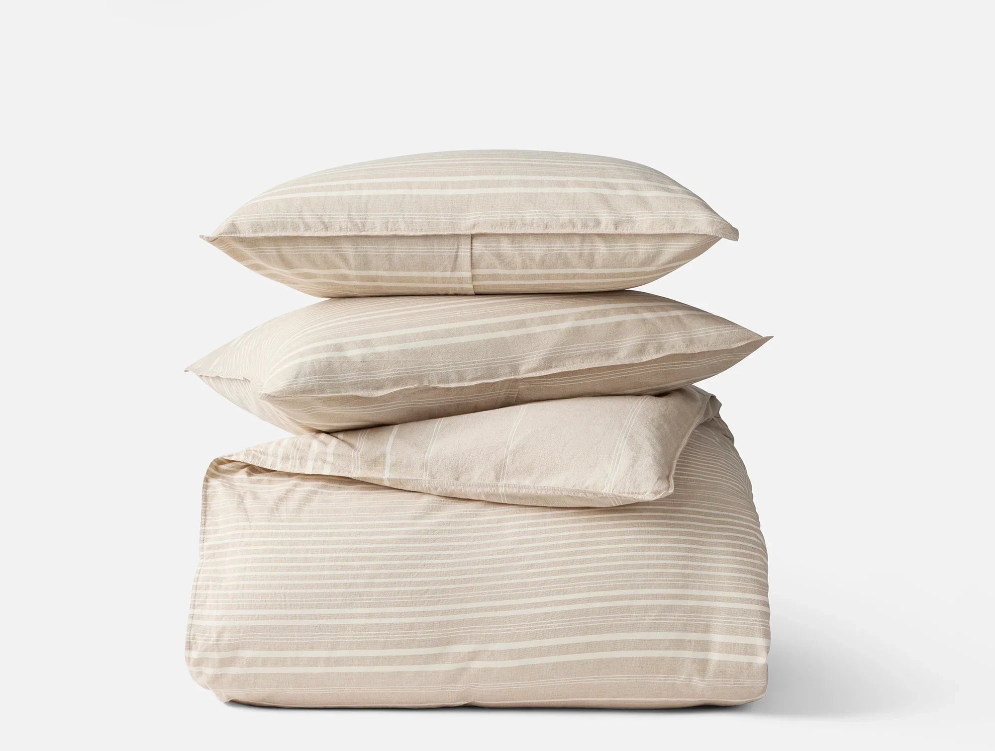 Coyuchi Doe Chambray Twin Little Sur Stripe Organic Duvet Cover Set