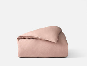 Coyuchi Praline Chambray Organic Crinkled Percale Duvet Cover
