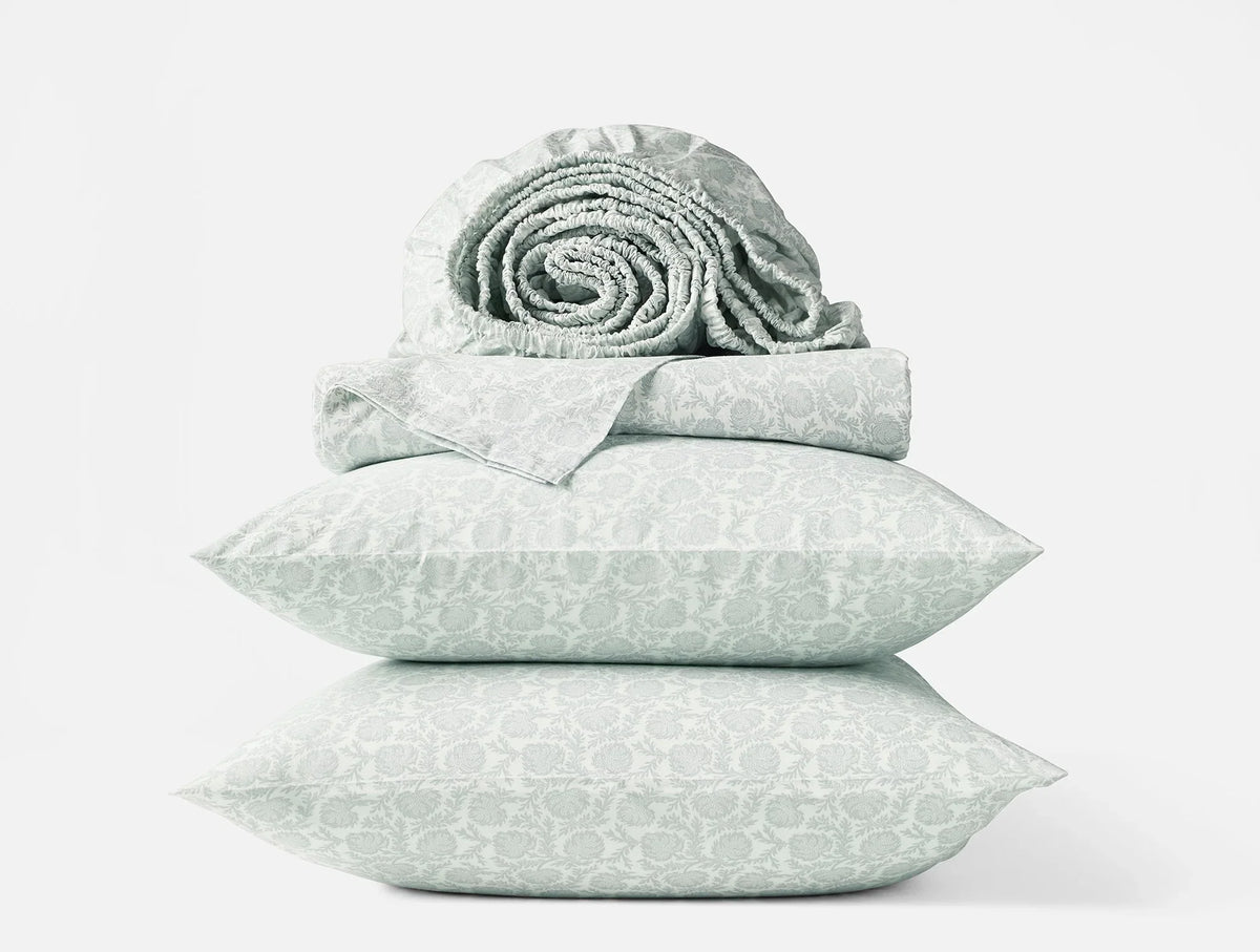 Coyuchi Queen Dew Robles Organic Print Percale Sheet Set