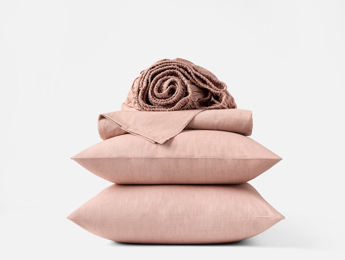 Coyuchi Praline Chambray Organic Crinkled Percale™ Sheet Set