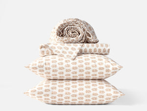 Coyuchi Shell Chrysanthemum Organic Print Percale Sheet Set