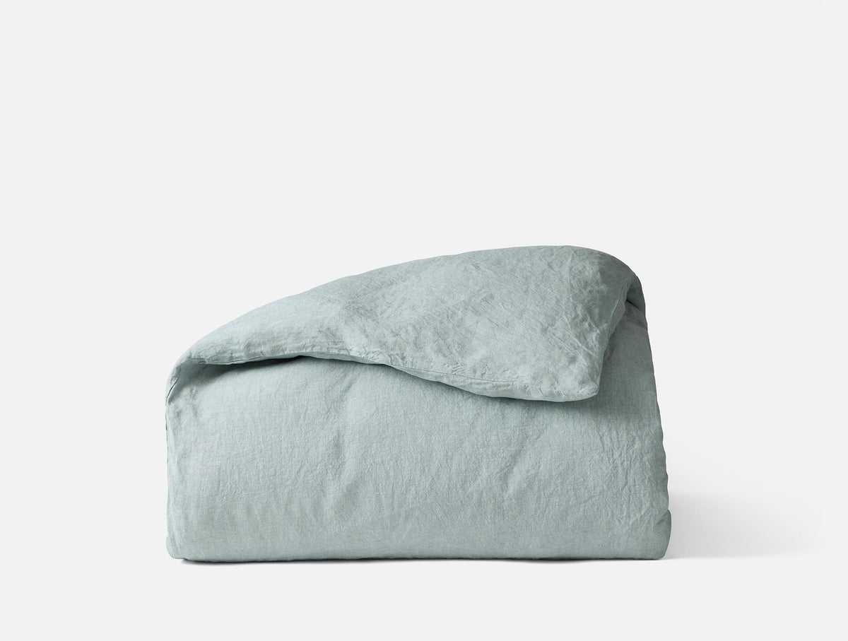 Coyuchi Pacific Blue Chambray Organic Relaxed Linen Duvet Cover