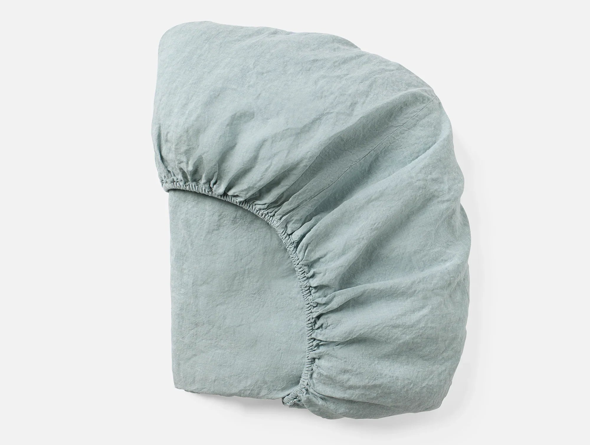 Coyuchi Queen Pacific Blue Chambray Organic Relaxed Linen Fitted Sheet