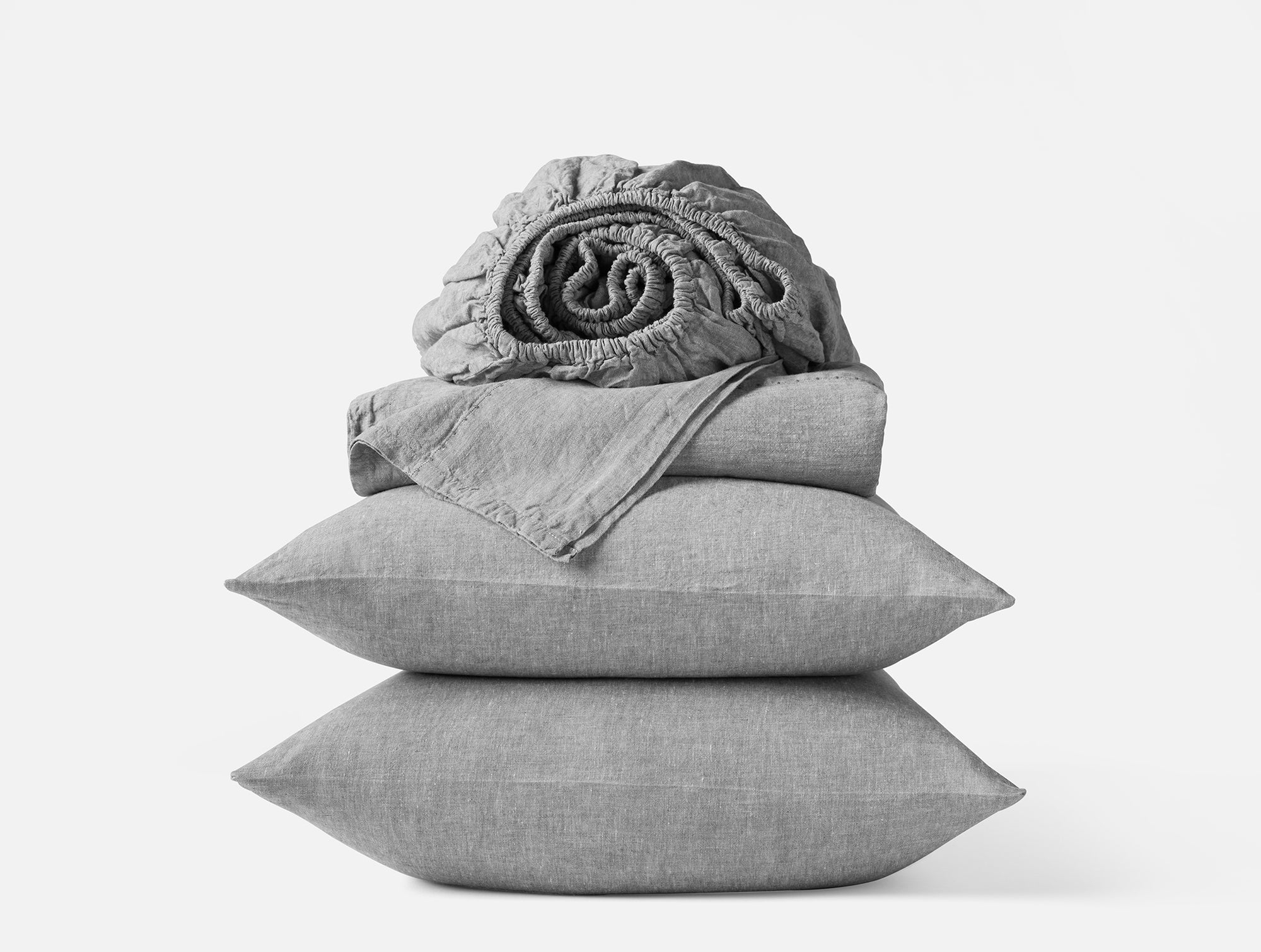 Coyuchi California King Slate Chambray Organic Relaxed Linen Sheet Set