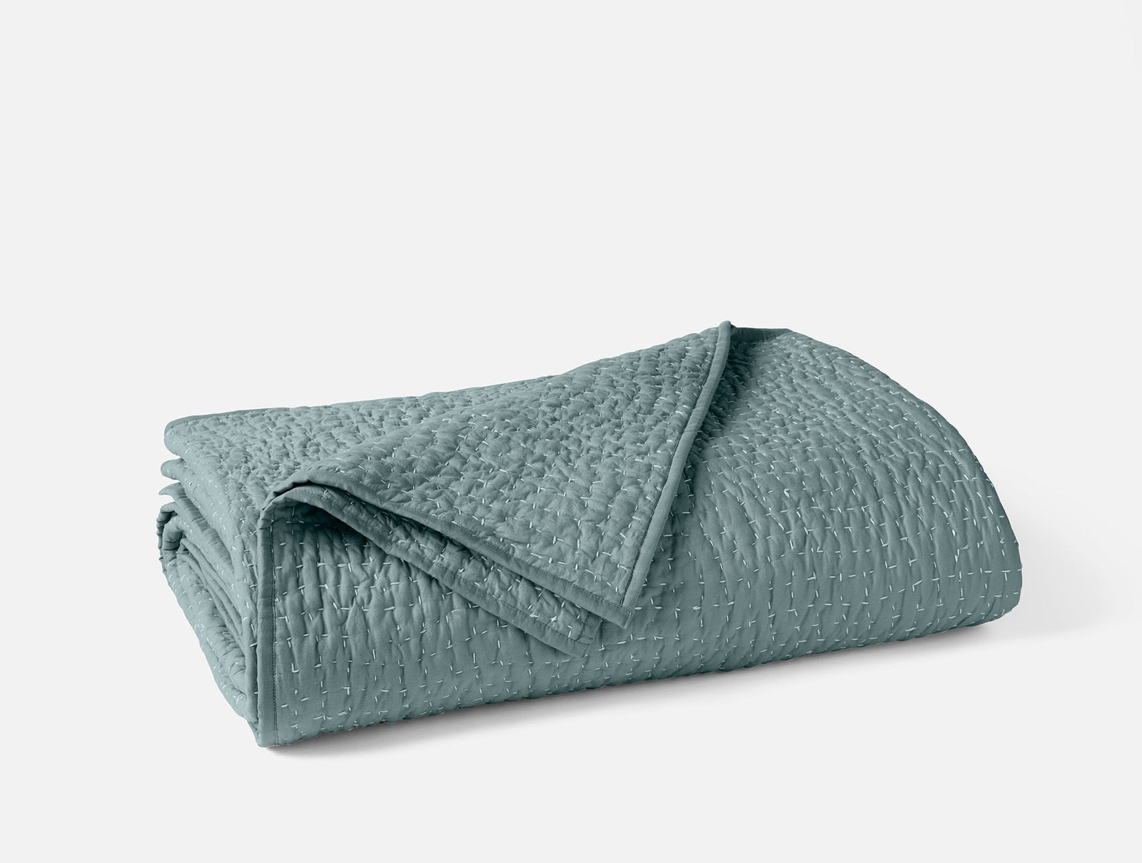 Coyuchi Lagoon Pebbled Handstitched Organic Quilt