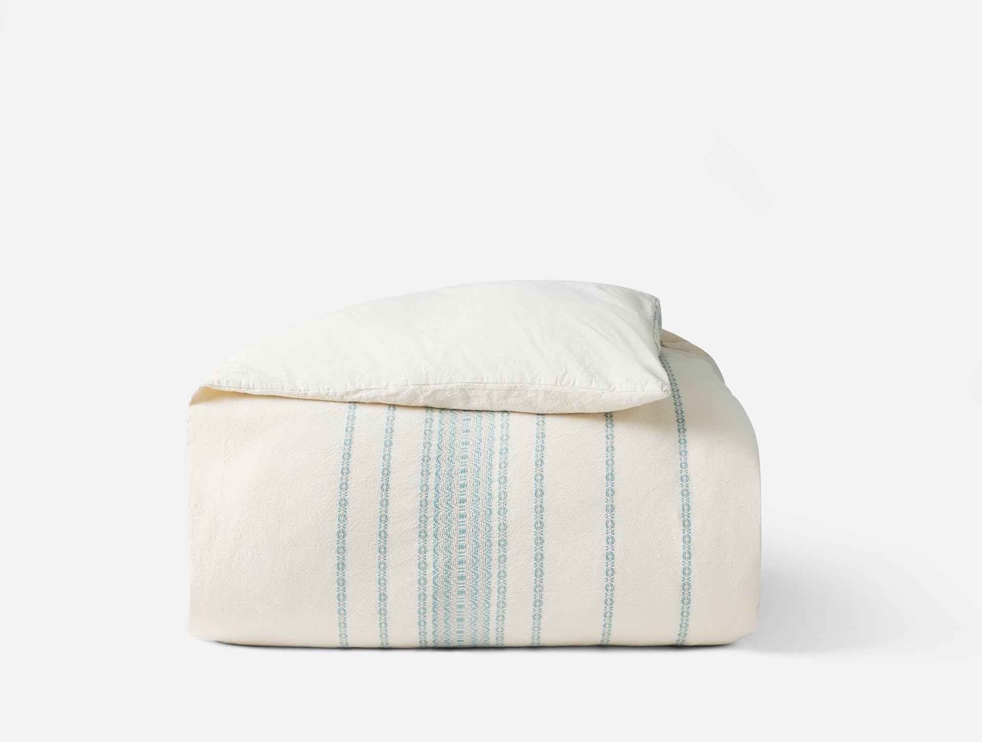 Coyuchi Undyed w Surf Rippled Stripe Organic Duvet Cover