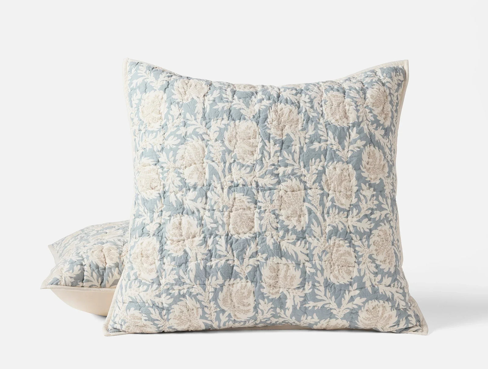 Coyuchi Sham - Euro Tidal w Khaki Robles Handstitched Organic Quilt