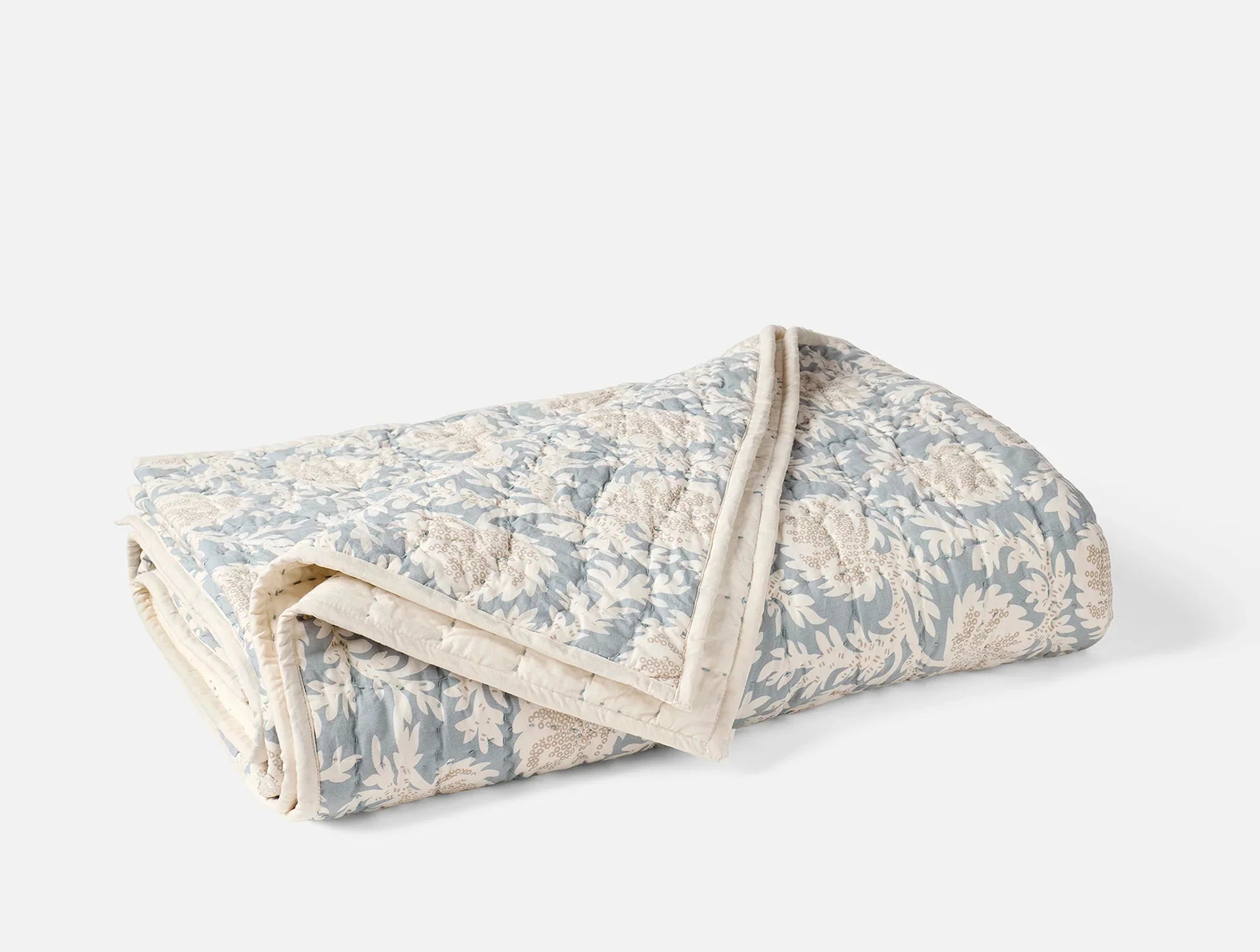 Coyuchi King Tidal w Khaki Robles Handstitched Organic Quilt