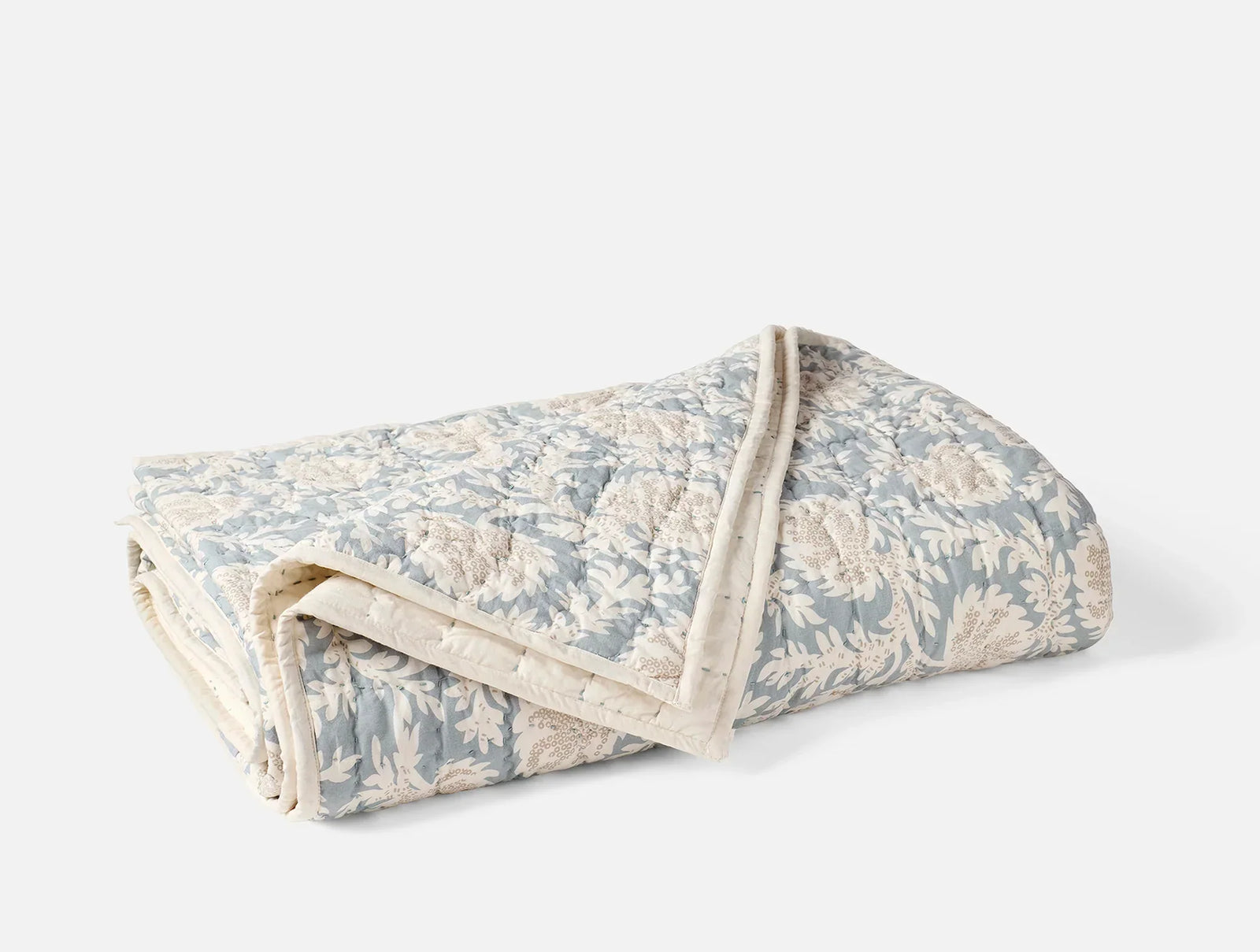 Coyuchi King Tidal w Khaki Robles Handstitched Organic Quilt