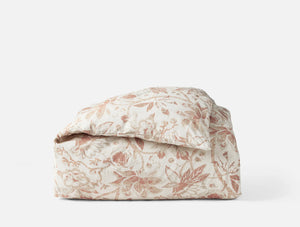 Coyuchi King Natural w Praline Sea Bloom Print Duvet Cover