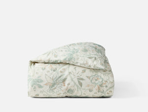 Coyuchi King Natural w Sage Sea Bloom Print Duvet Cover