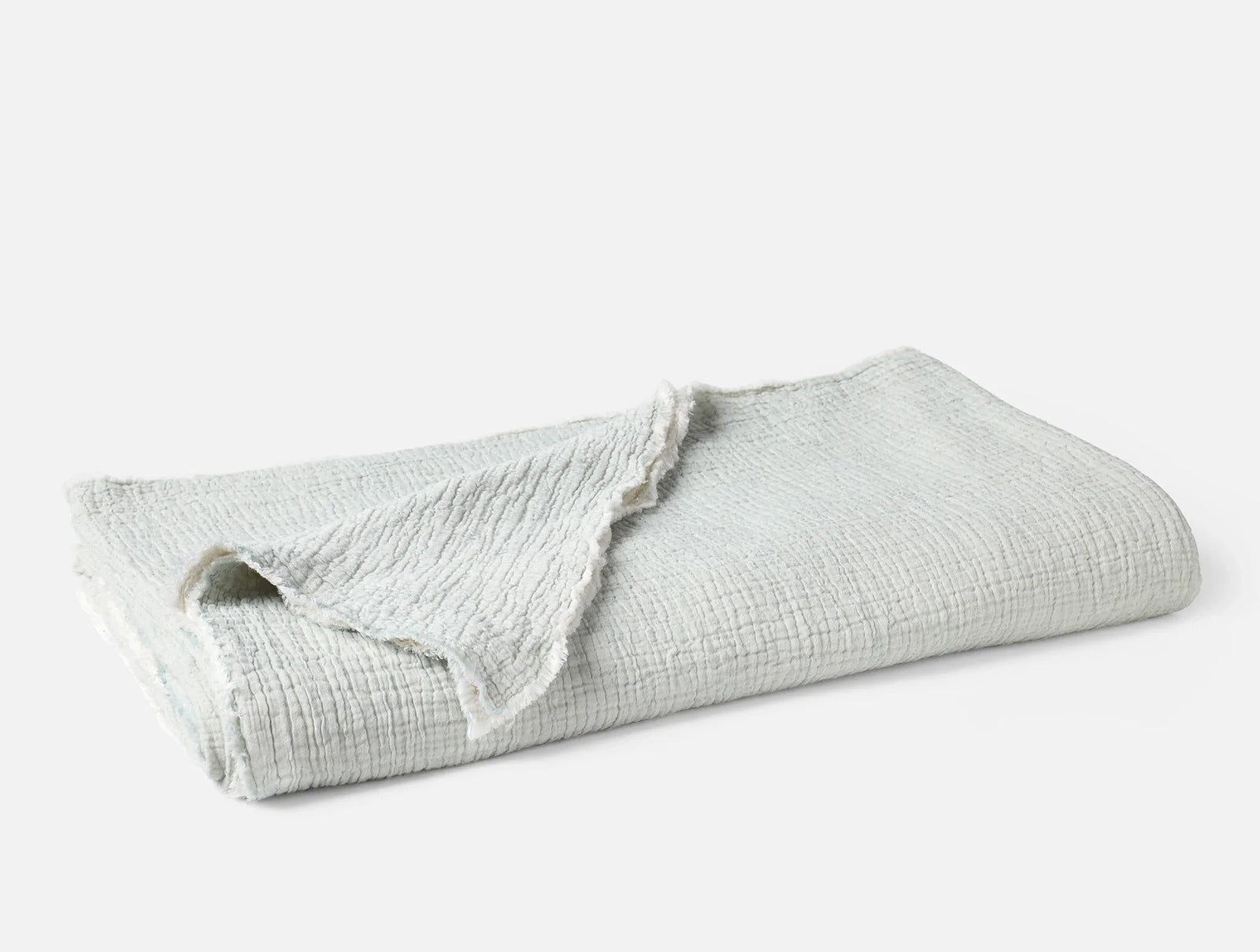 Coyuchi Full Queen Tidal Chambray Topanga Organic Matelasse Blanket