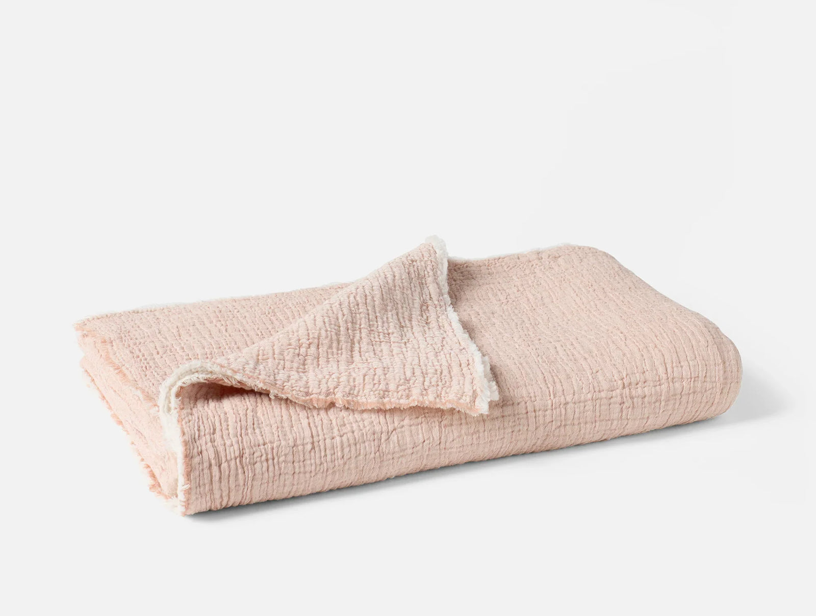 Coyuchi Throw Praline Chambray Topanga Organic Matelasse Blanket