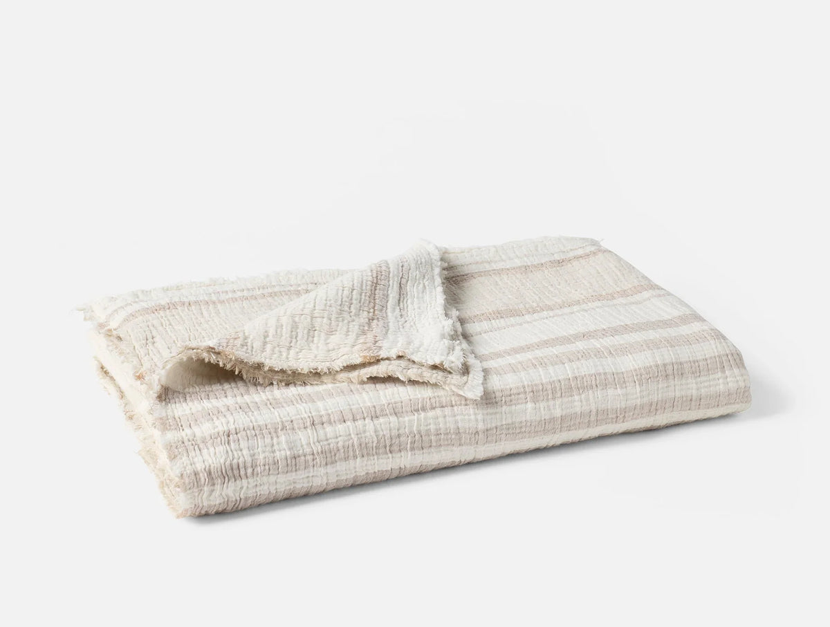 Coyuchi Throw Terra Stripe Topanga Organic Matelasse Blanket