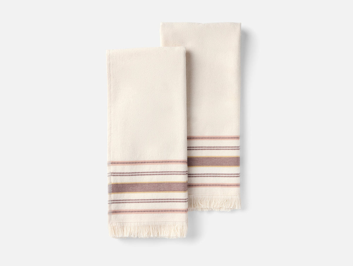 Coyuchi Undyed w Petal Stripe Aptos Organic Hand Towel, Set of 2