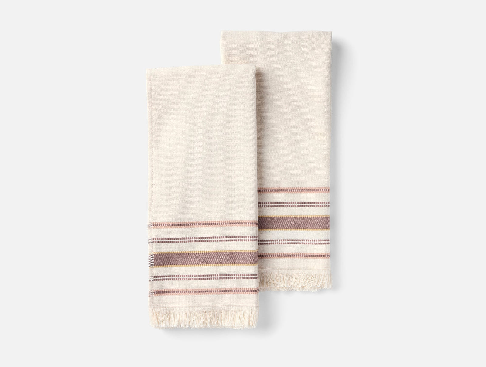 Coyuchi Undyed w Petal Stripe Aptos Organic Hand Towel, Set of 2