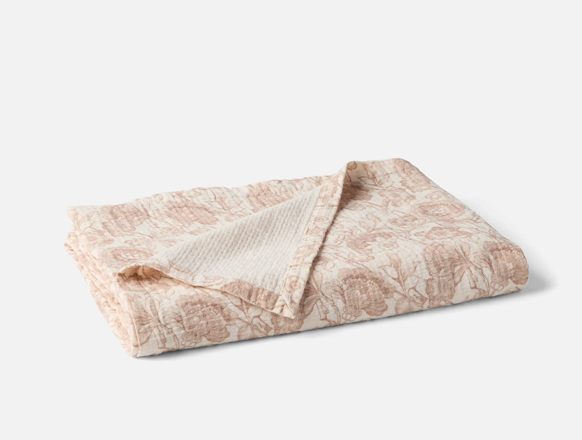 Coyuchi Undyed w Antique Rose Balboa Organic Matelasse Print Throw