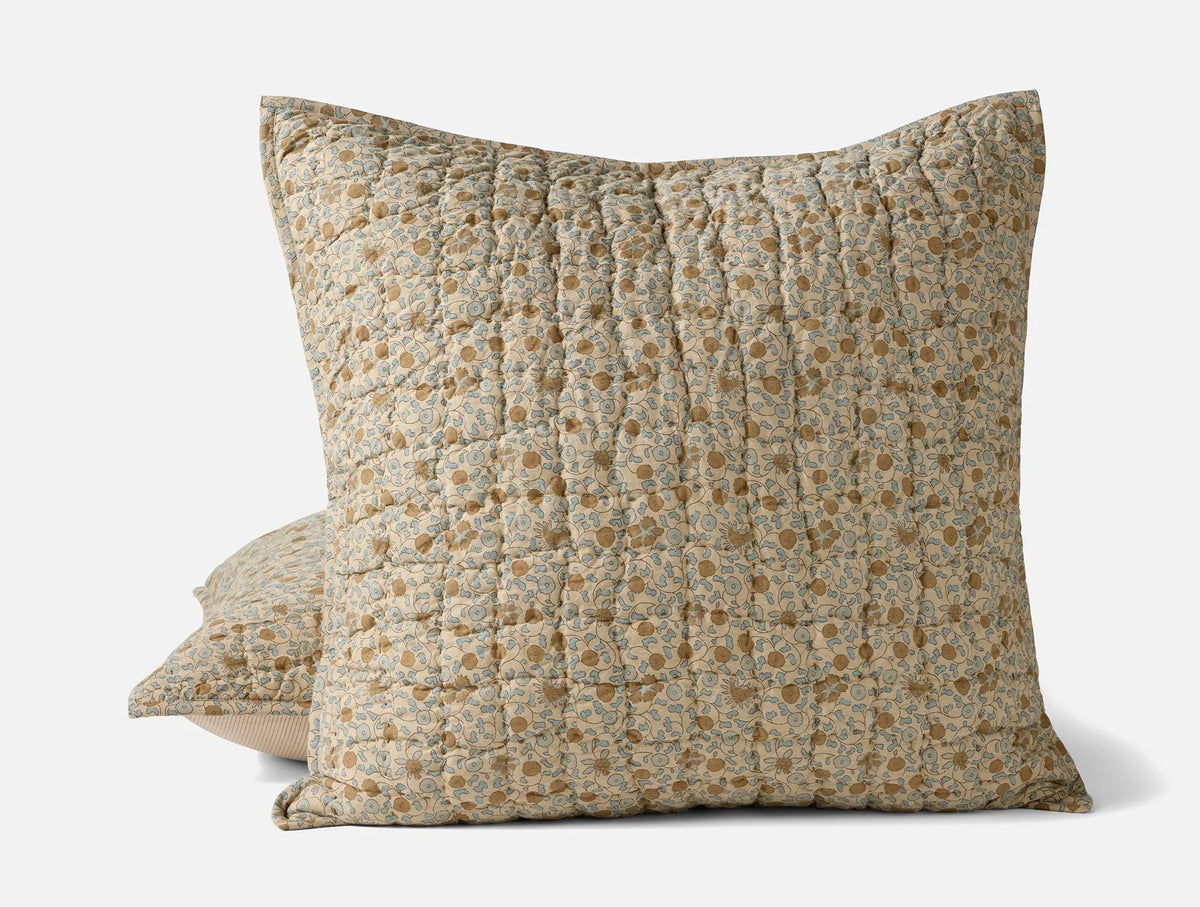 Coyuchi Euro Sham Fawn Blossom Handstitched Organic Quilt