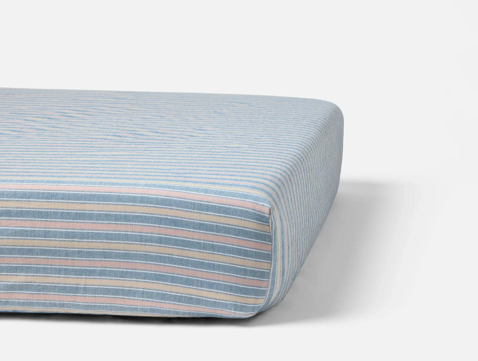 Coyuchi Indigo Stripe Organic Crinkled Percale Crib Fitted Sheet