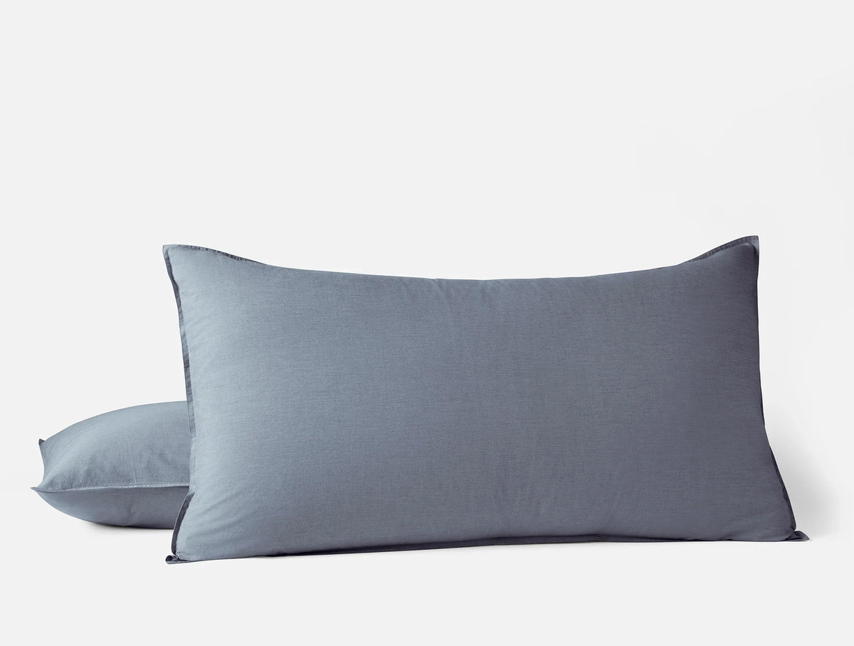 Coyuchi King Sham Indigo Chambray Organic Crinkled Percale Duvet Cover