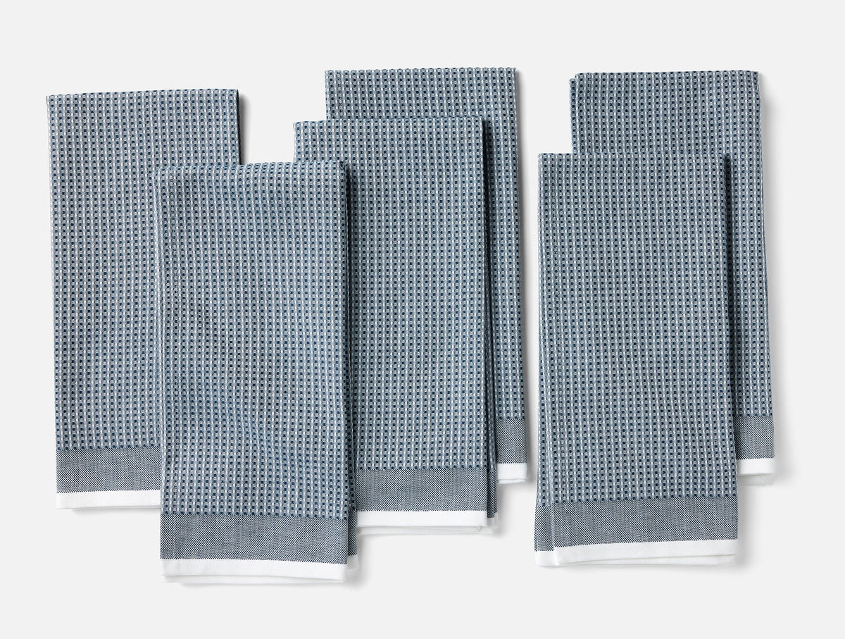 Coyuchi Indigo Organic Waffle Kitchen Towels, Set of 6