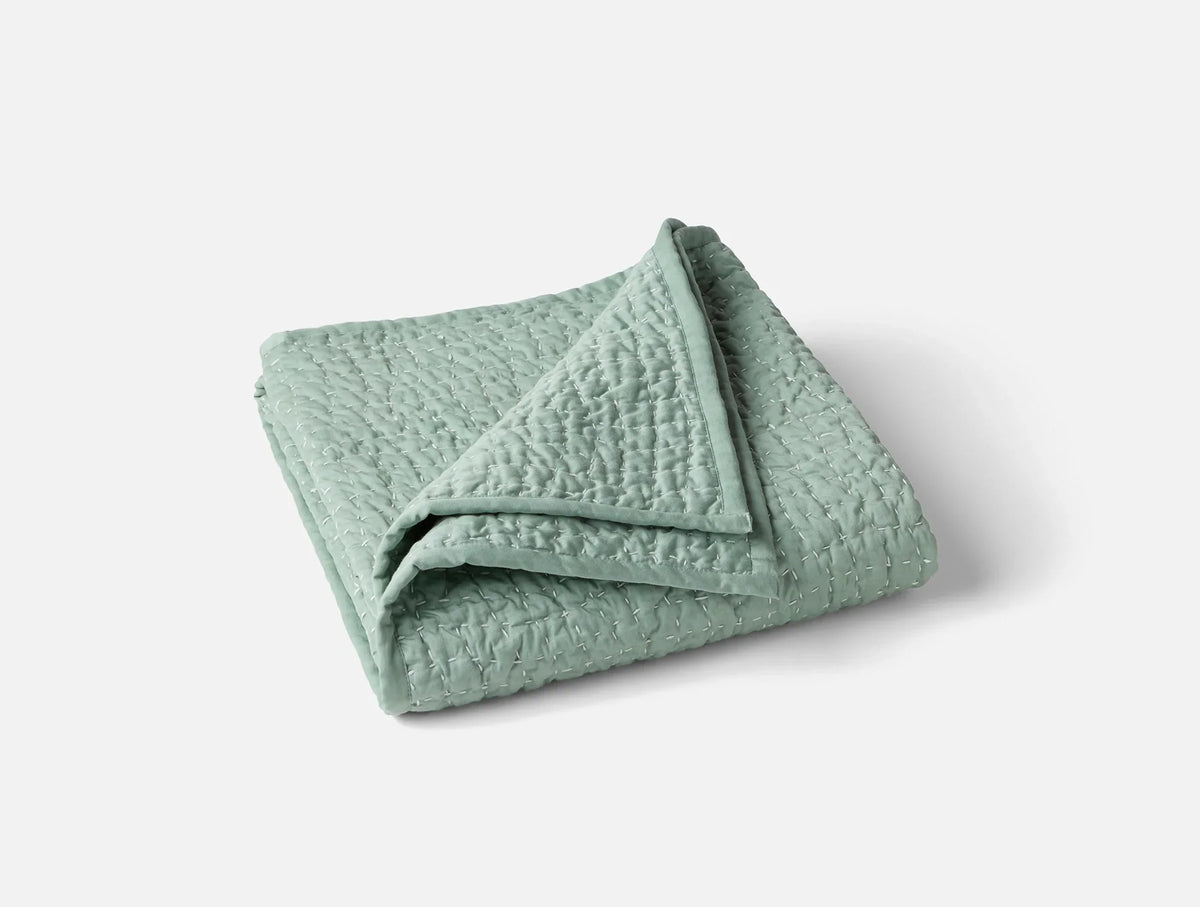 Coyuchi Seafoam Pebbled Handstitched Organic Toddler Quilt