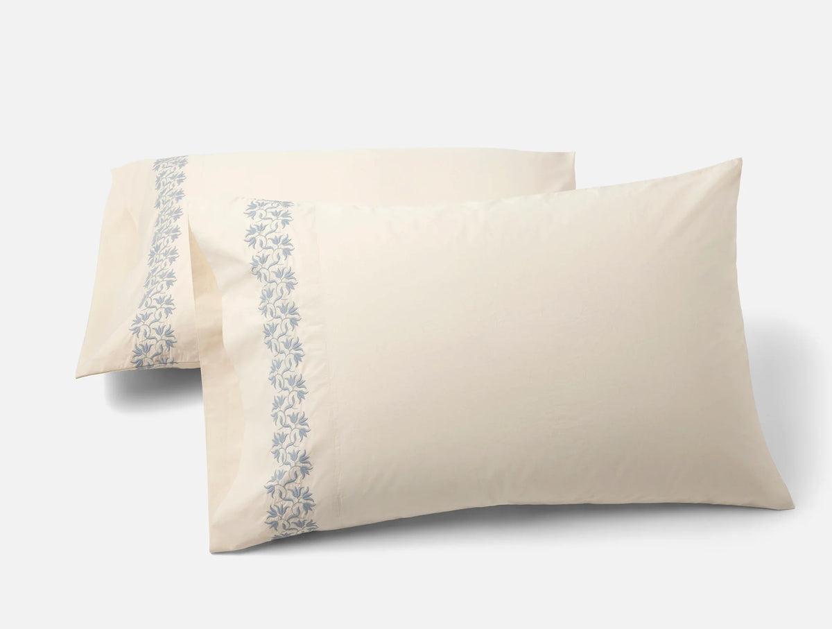 Coyuchi Pillowcase Set- King Seal Lily Refined Organic Percale Sheet Set