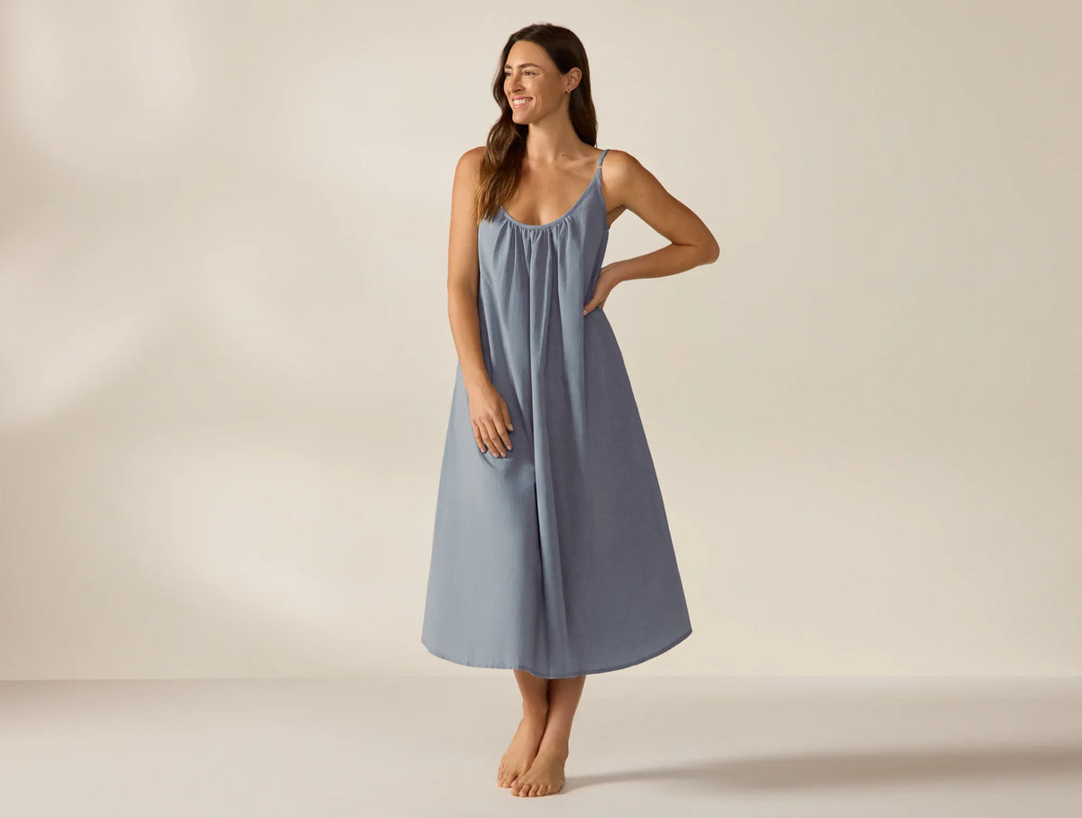 Coyuchi Medium Indigo Chambray Women’s Isla Organic Cotton Night Dress