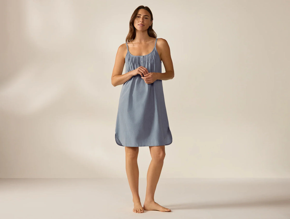 Coyuchi Large Indigo Chambray Women's Isla Organic Cotton Nightgown